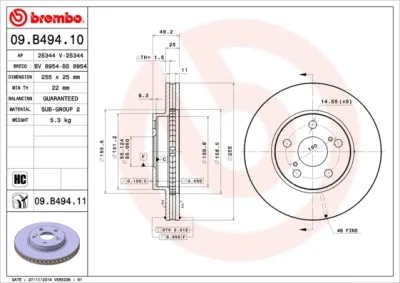Тормозной диск BREMBO 09.B494.11
