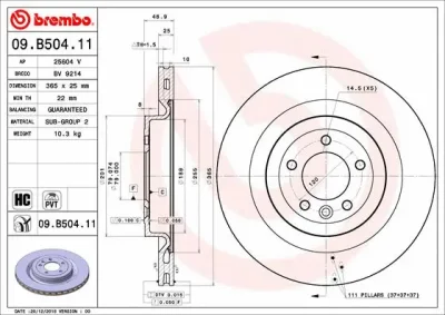 09.B504.11 BREMBO Тормозной диск