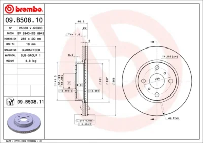 09.B508.11 BREMBO Тормозной диск