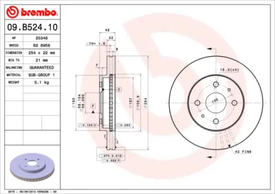 09.B524.10 BREMBO Тормозной диск