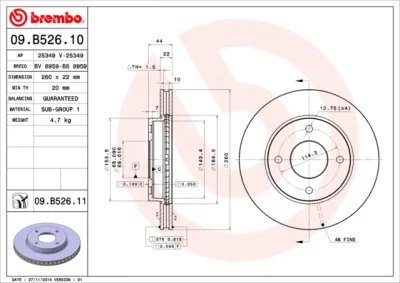 09.B526.11 BREMBO Тормозной диск