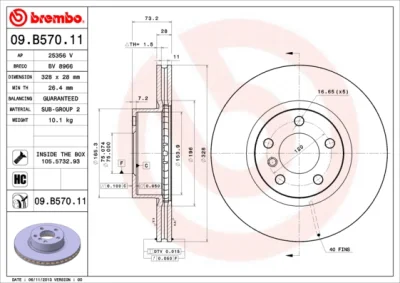 09.B570.11 BREMBO Тормозной диск