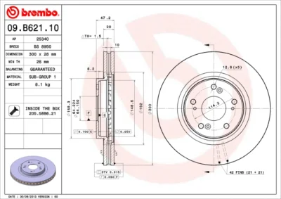 Тормозной диск BREMBO 09.B621.10