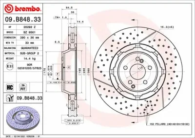 Тормозной диск BREMBO 09.B848.33