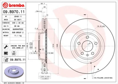 09.B970.11 BREMBO Тормозной диск