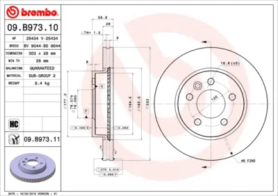 Тормозной диск BREMBO 09.B973.11