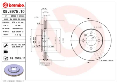 Тормозной диск BREMBO 09.B975.11