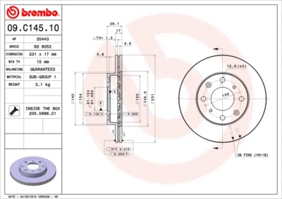 Тормозной диск BREMBO 09.C145.10