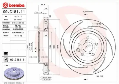 Тормозной диск BREMBO 09.C181.11