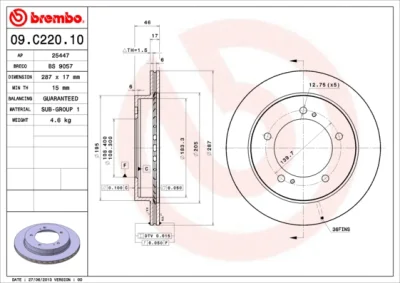 Тормозной диск BREMBO 09.C220.10