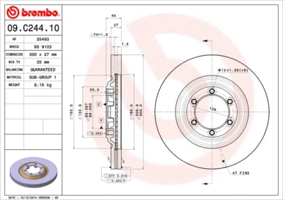 Тормозной диск BREMBO 09.C244.10