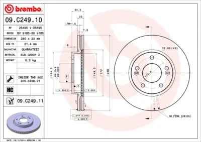 Тормозной диск BREMBO 09.C249.11