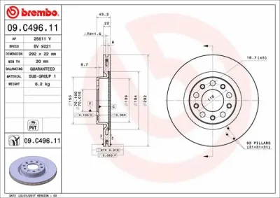 Тормозной диск BREMBO 09.C496.11