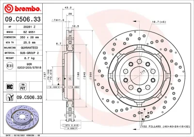 Тормозной диск BREMBO 09.C506.33