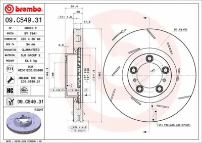 Тормозной диск BREMBO 09.C549.31