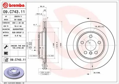 Тормозной диск BREMBO 09.C743.11