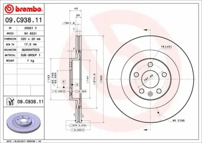 09.C938.11 BREMBO Тормозной диск