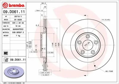 Тормозной диск BREMBO 09.D061.11