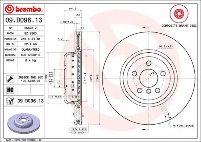 09.D096.13 BREMBO Тормозной диск