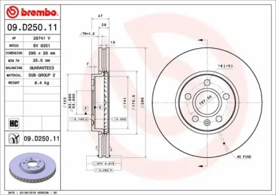 Тормозной диск BREMBO 09.D250.11