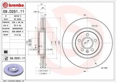 09.D251.11 BREMBO Тормозной диск