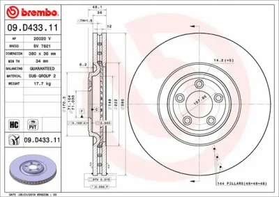 Тормозной диск BREMBO 09.D433.11
