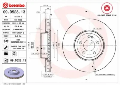 Тормозной диск BREMBO 09.D528.13