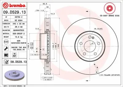 Тормозной диск BREMBO 09.D529.13