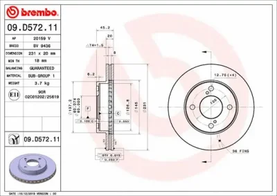 Тормозной диск BREMBO 09.D572.11