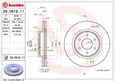 Тормозной диск BREMBO 09.D619.11
