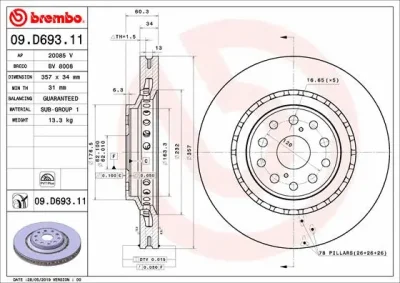 09.D693.11 BREMBO Тормозной диск