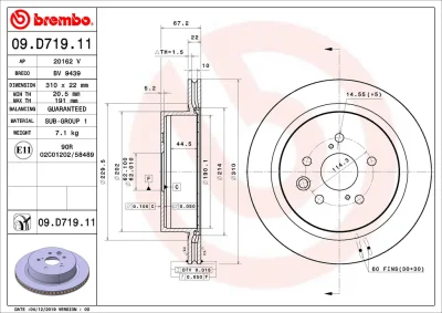 Тормозной диск BREMBO 09.D719.11