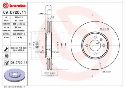 Тормозной диск BREMBO 09.D720.11