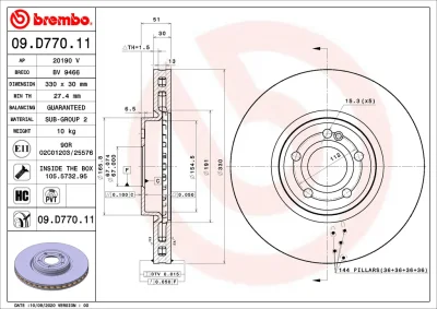 Тормозной диск BREMBO 09.D770.11