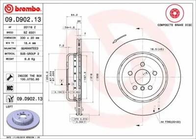 Тормозной диск BREMBO 09.D902.13