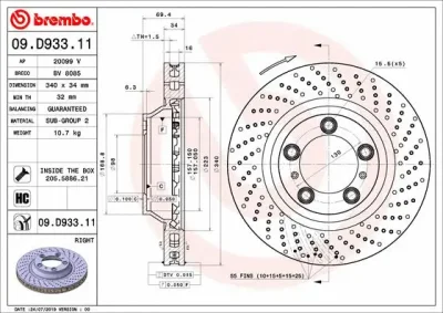 Тормозной диск BREMBO 09.D933.11