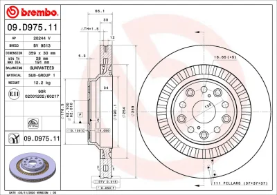 Тормозной диск BREMBO 09.D975.11