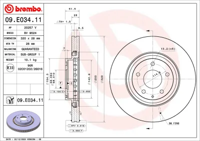 Тормозной диск BREMBO 09.E034.11
