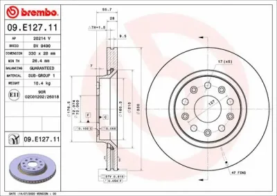 Тормозной диск BREMBO 09.E127.11