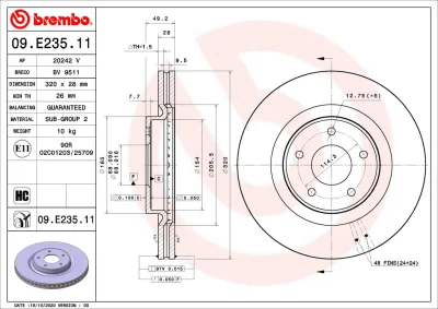 Тормозной диск BREMBO 09.E235.11
