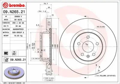 09.N265.21 BREMBO Тормозной диск