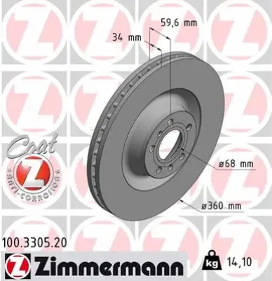 100.3305.20 ZIMMERMANN Тормозной диск