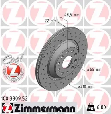 Тормозной диск ZIMMERMANN 100.3309.52