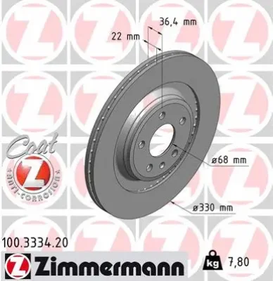 100.3334.20 ZIMMERMANN Тормозной диск
