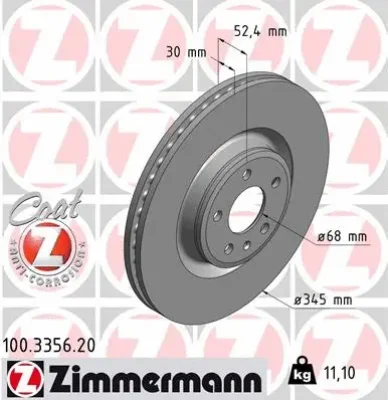 Тормозной диск ZIMMERMANN 100.3356.20