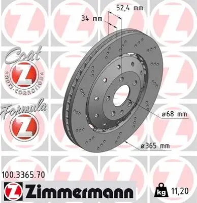Тормозной диск ZIMMERMANN 100.3365.70