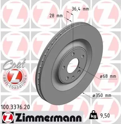 Тормозной диск ZIMMERMANN 100.3376.20