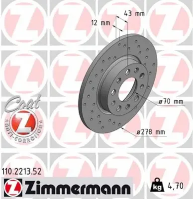 Тормозной диск ZIMMERMANN 110.2213.52