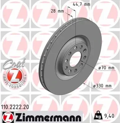 Тормозной диск ZIMMERMANN 110.2222.20