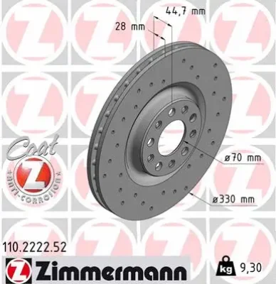 Тормозной диск ZIMMERMANN 110.2222.52